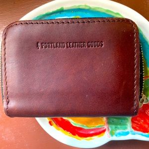 Portland leather goods zip wallet cognac